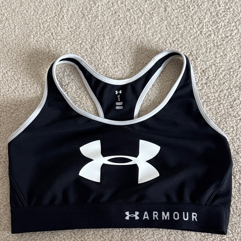 Under Armour Black and White Racerback Sports Bra